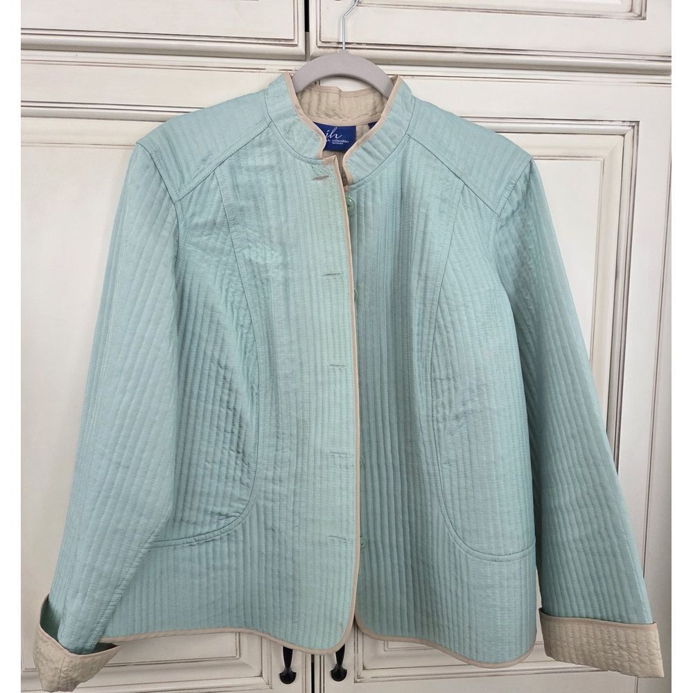 Jh Collectibles Woman Silk Jacket 2x Mint Green Button Up‎